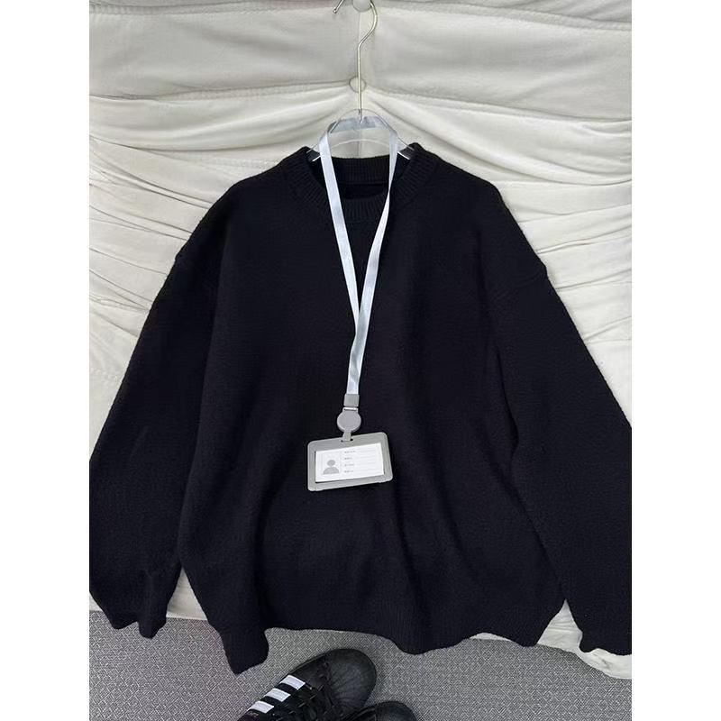 Grey Relaxed Fit Men s Round Neck Knitwear - Cozy Winter Sweater 3XL