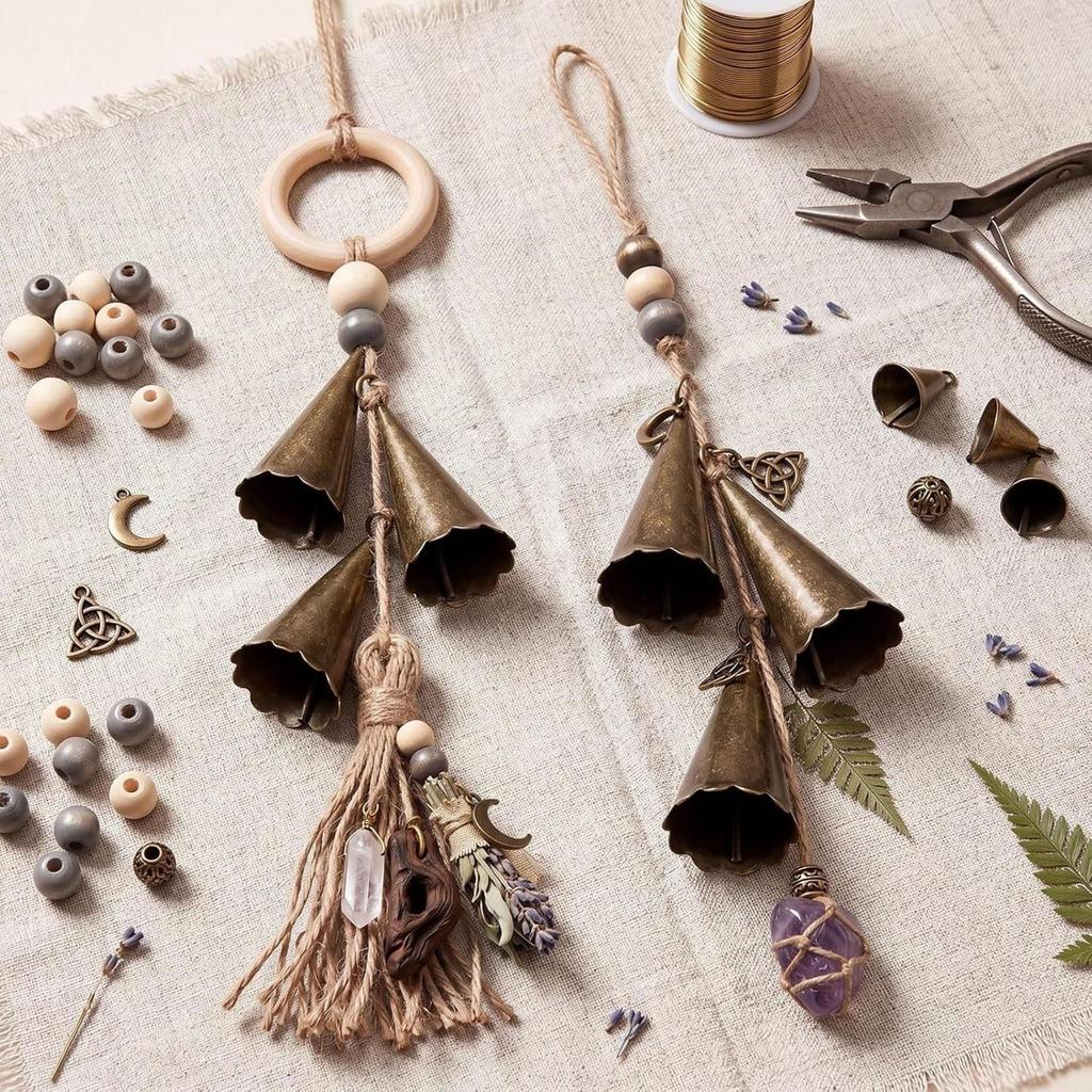20 Pieces Antique Finish Craft Bell Nostalgic Mini Metal for Charm Making