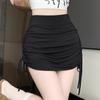 High Waist Slimming Bodycon Midi Skirt with Drawstring - Women's Stylish Yoga Skirt Trend