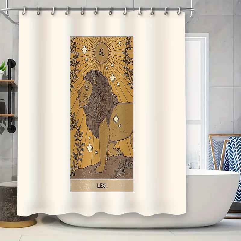 

Lion Tarot Tapestry Shower Curtain Zodiac Animal Wall Hanging Home Decor Gothic Mystical Vintage Aesthetic Room Divider 90x180cm