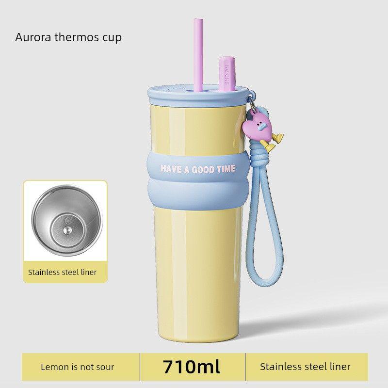New 316 Stainless Steel Thermos Cup, Simple and Stylish, Large Capacity Thermos Cup with Ceramic Inner Liner, Portable Car Water Cup