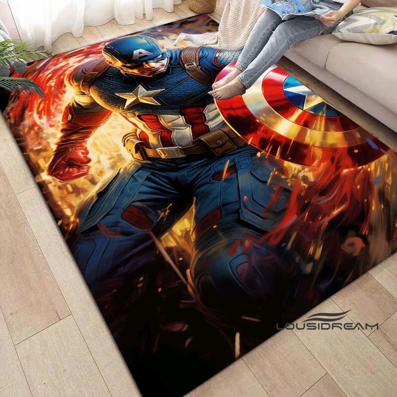 Captain America Cartoon-Themed Rug — Living Room Home Décor, Bedroom, Sofa & Doormat Accent, Children's Rug, Non-Slip Mat