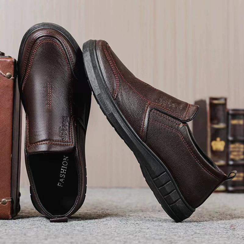 Autumn Men's Casual & Business Leather Shoes - Comfortable, Versatile for Work and Suitable for Middle-Aged and Elderly Dads