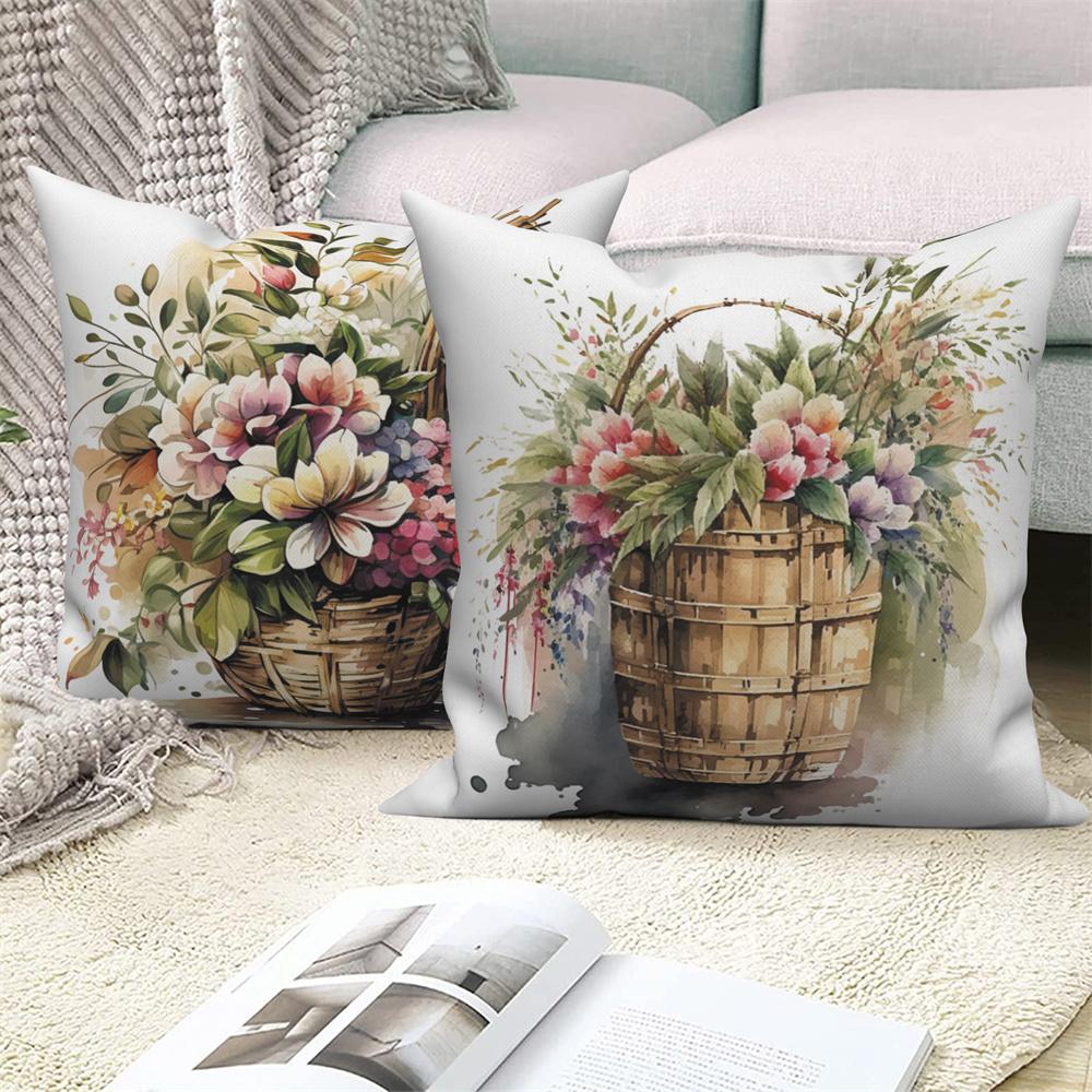 Květinový potisk Dekorativní povlak na polštářek na pohovku auto obývací pokoj Květina Rostlina Polštář