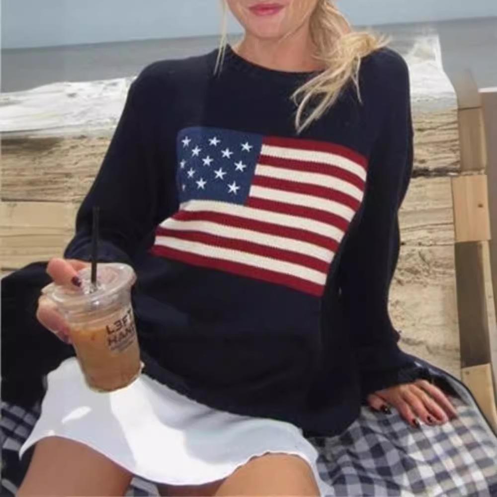 Maglioni da donna a collo tondo a manica lunga in maglia Pullover Vestibilità larga Top casual vintage