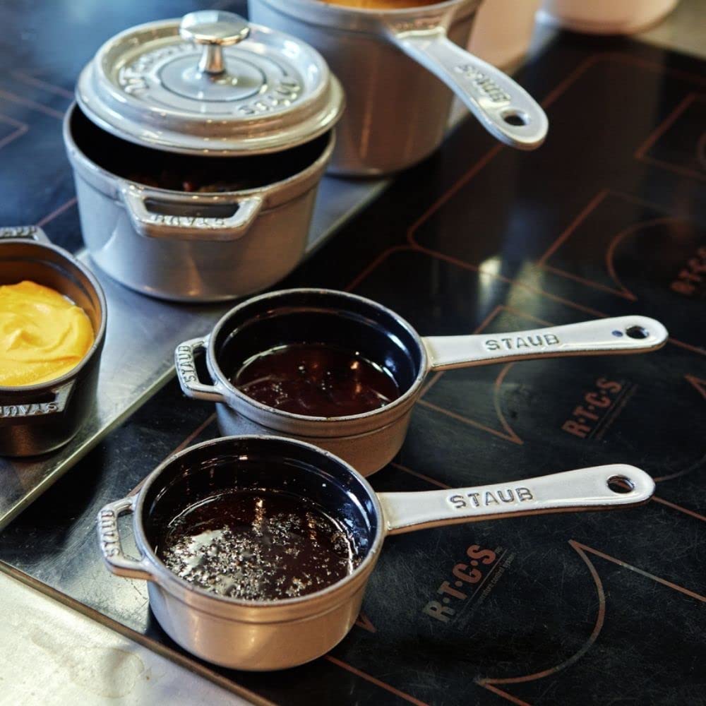 Staub Sauce Pan Gray One Hand Enamel Pot Japanese Sauce Pan "Small 10cm" [Authorized Product] 40509-536