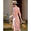 DeMana French Style Linen Blend Tie-Waist Midi Dress