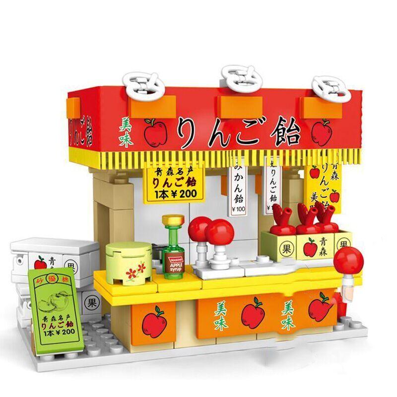Sembo City Japanese Street View Shop Barbecue Sushi Shaved Ice Ramen Mood Building Blocks Brick Toys creative Expert Classical