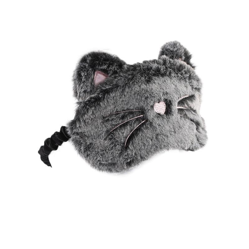 Plush Black Cat Eye Mask Cute Cartoon Bean Paste Rabbit Blackout Sleeping Eye Masks