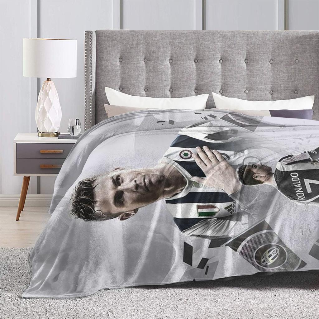 C Ronaldos Football Soccer Knitted Blankets Flannel Throw Blanket Airplane Travel Printed Soft Warm Bedsprea