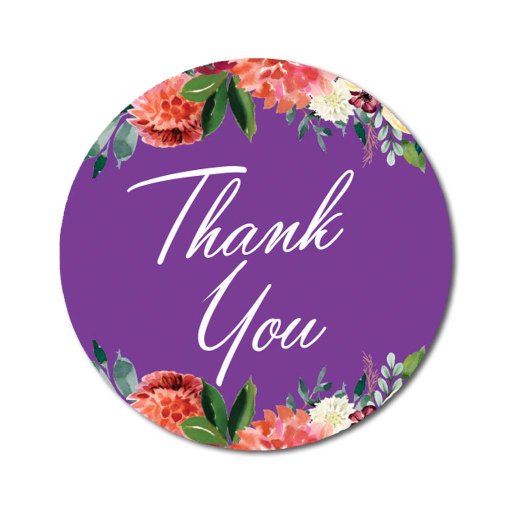 Darling Souvenir Pack Of 45 Pcs Round Chrysanthemum Floral Border Black Thank You Stickers-1.6