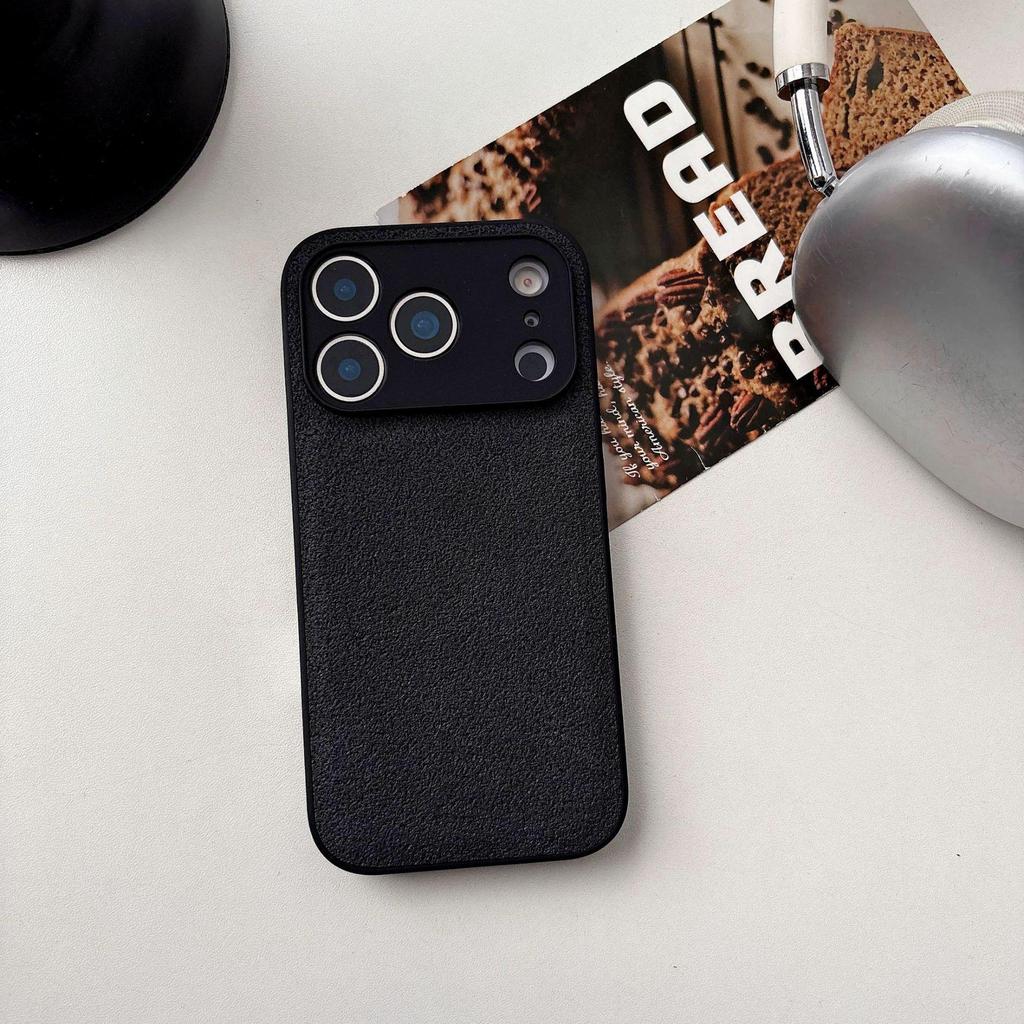 Solid Color Moon Crater Leather Phone Case for Apple 17PROMAX/15PRO - Trendy, Drop-Proof, Protective