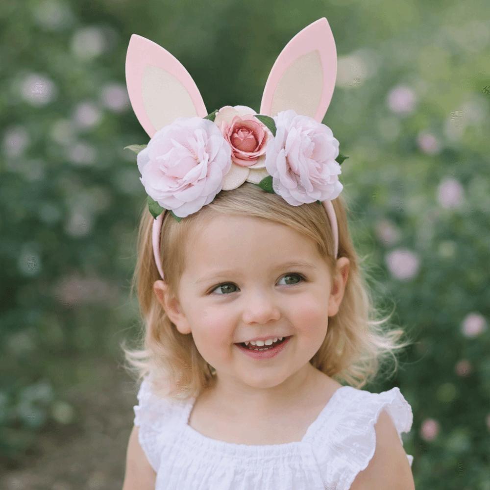 Floral Decoration Rabbit Ears Headbands Non-slip Cosplay Headbands Bunny Ears Hair Hoop Children