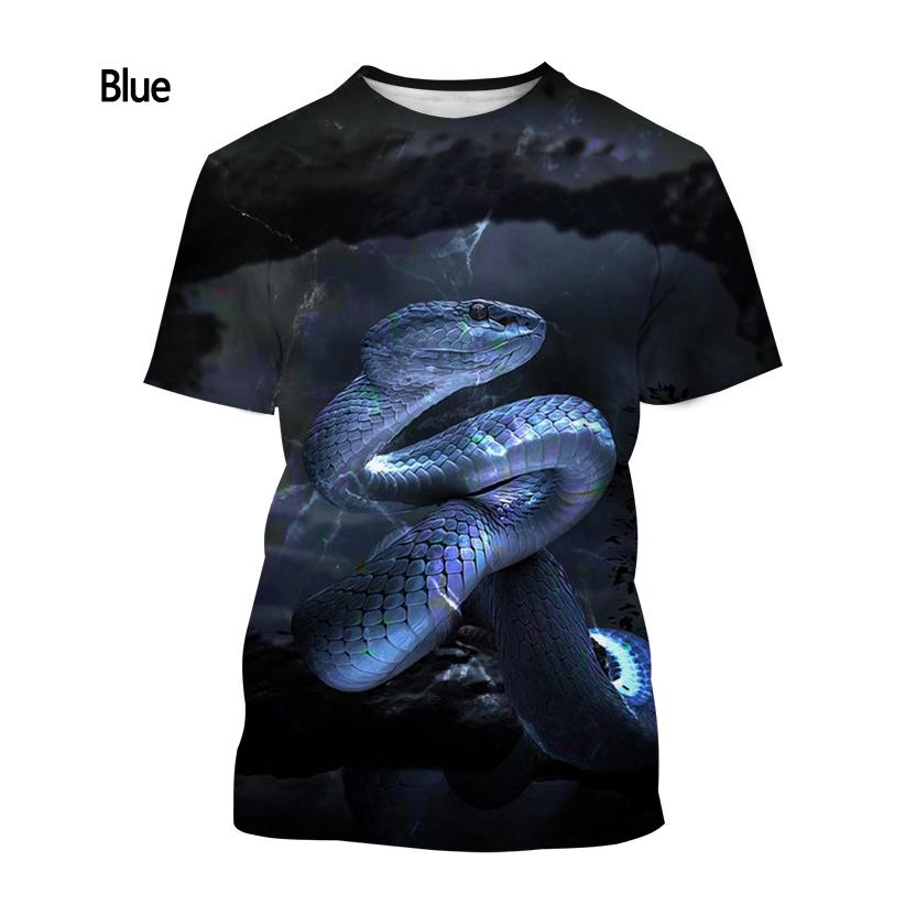 Fashion Men and Women 3d Printing T-shirt Snake T-shirt Summer Casual Short-sleeved Animal T-shirt