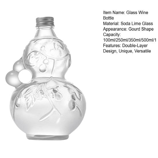 Creative Gourd-Shaped Glass Bottle with Handles Thickened Glass Liquor Bottle for