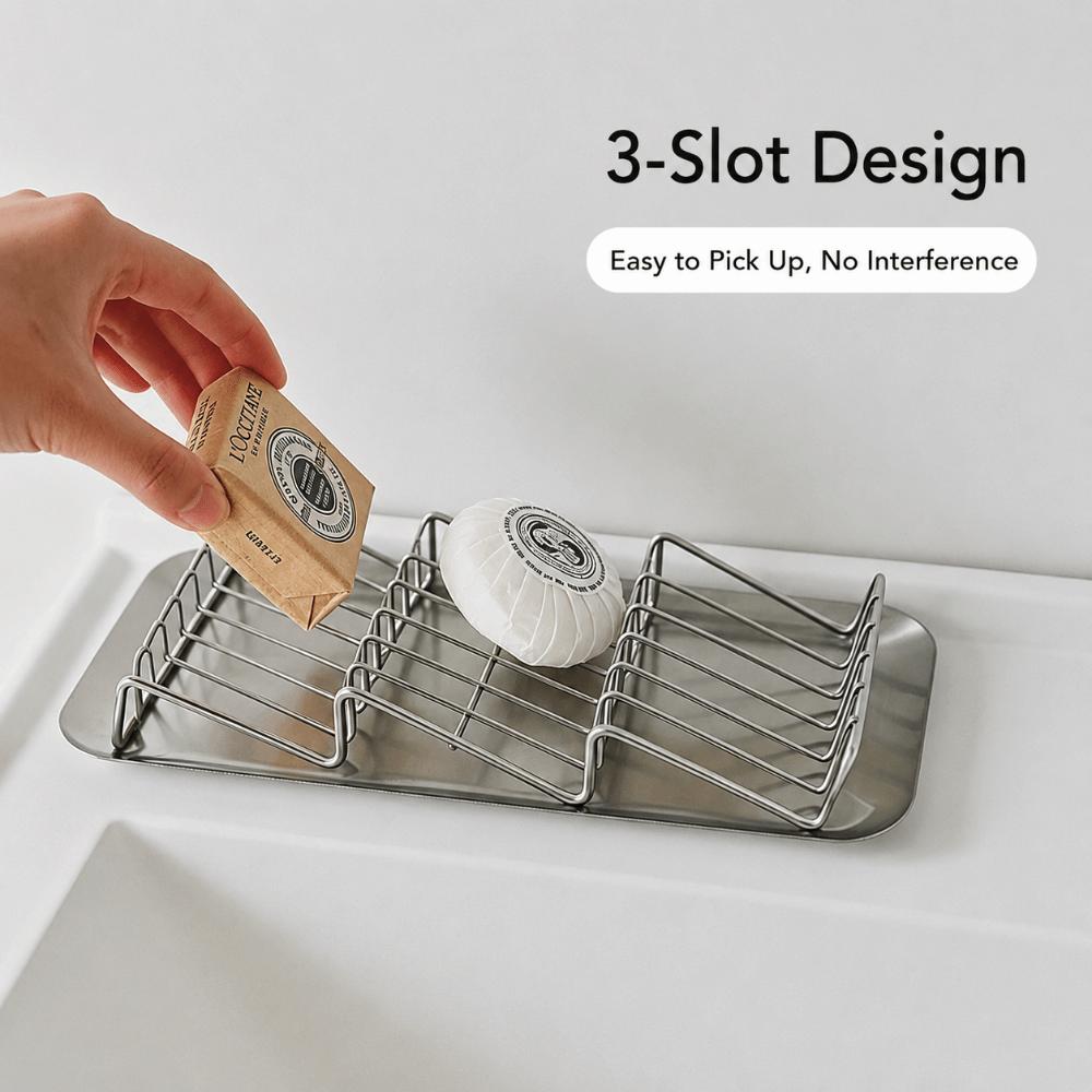 W-Type Soap Dish Stainless Steel Soap Tray Creative Soap Holder Household Supplies