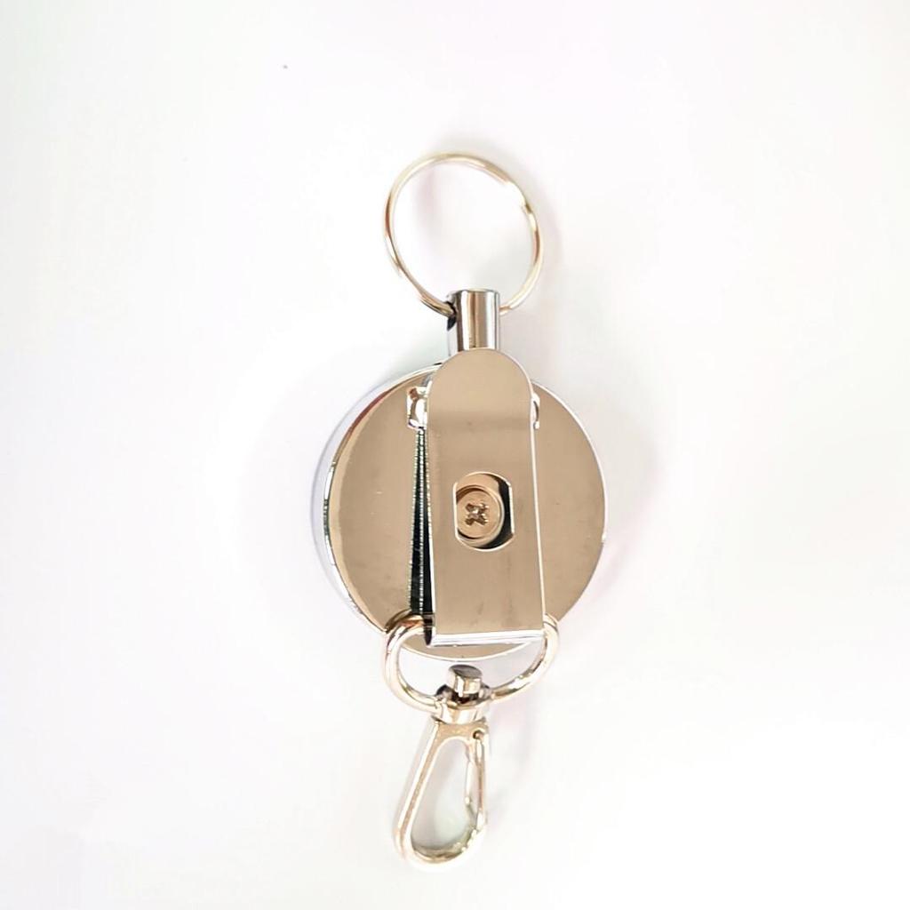 4cm Steel Wire Semi-metallic Retractable Nylon Keychain with Anti-theft Buckle