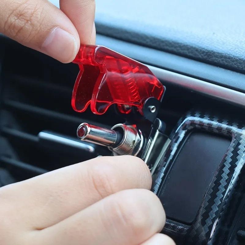 ASW-07D LED Car Modification Switch 12V 20A Auto Rocker Arm Toggle Switch with Prevent Accidental Collision Protective Cover