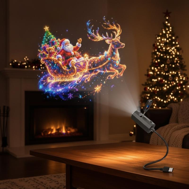 1Set Usb Christmas Theme Projection With 12 Flat Patterns Change Led Projector Decorative Home Lighting