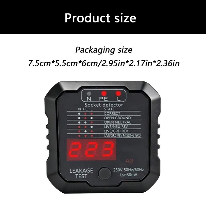 Plug Play LCD Digital Socket Detection Tester Tool Suitable For Home And Work Applications With Quick Circuit Analysis