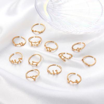 Yousheng Student Ring Electroplated Finish Adjustable Opening Design Star Symbol Ring Couple Matching Ring Alloy Jewelry