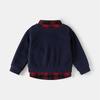 Spring Children Clothes Hoodie Boys Preppy Style Fake Two-Piece Sweatshirt Plaid Collar Long Sleeve Embroidered Boys Top