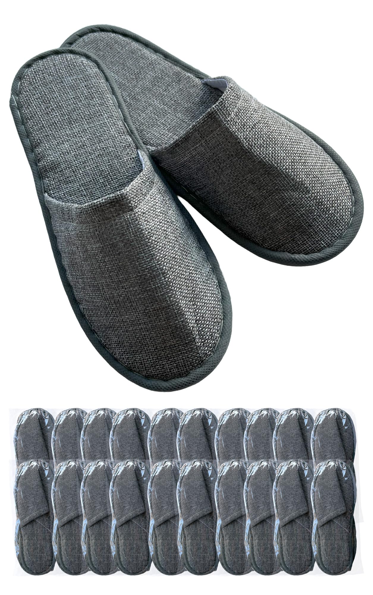 

EQLITURE Одноразовый набор для роскошного отеля, ресепшн, индивидуальная упаковка, плюс серые тапочки, 20, стиль, застежка, обернутый, 23см-28см, хлопок-лен-подобный серый