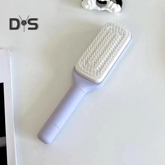 Velký masážní hřeben Jednoklíčový samočistící kartáč na vlasy s dlouhou rukojetí Antistatická masáž vlasové pokožky Hřeben na vlasy Ženy Kadeřnictví Výsuvný hřeben Domů