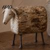 Distressed Wood Animal Sculpture Vintage Longhorn Bull/Sheep Sculpture, Rustic Farmhouse Figurine, Western Style Unique for Mantelpiece Decorative