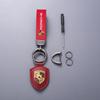 Kožený kľúčenka s emblémom Car Shield, kľúčenka z uhlíkových vlákien pre Porsche 911 718 Taycan Panamera Cayenne Macan Boxster Cayman Pajun
