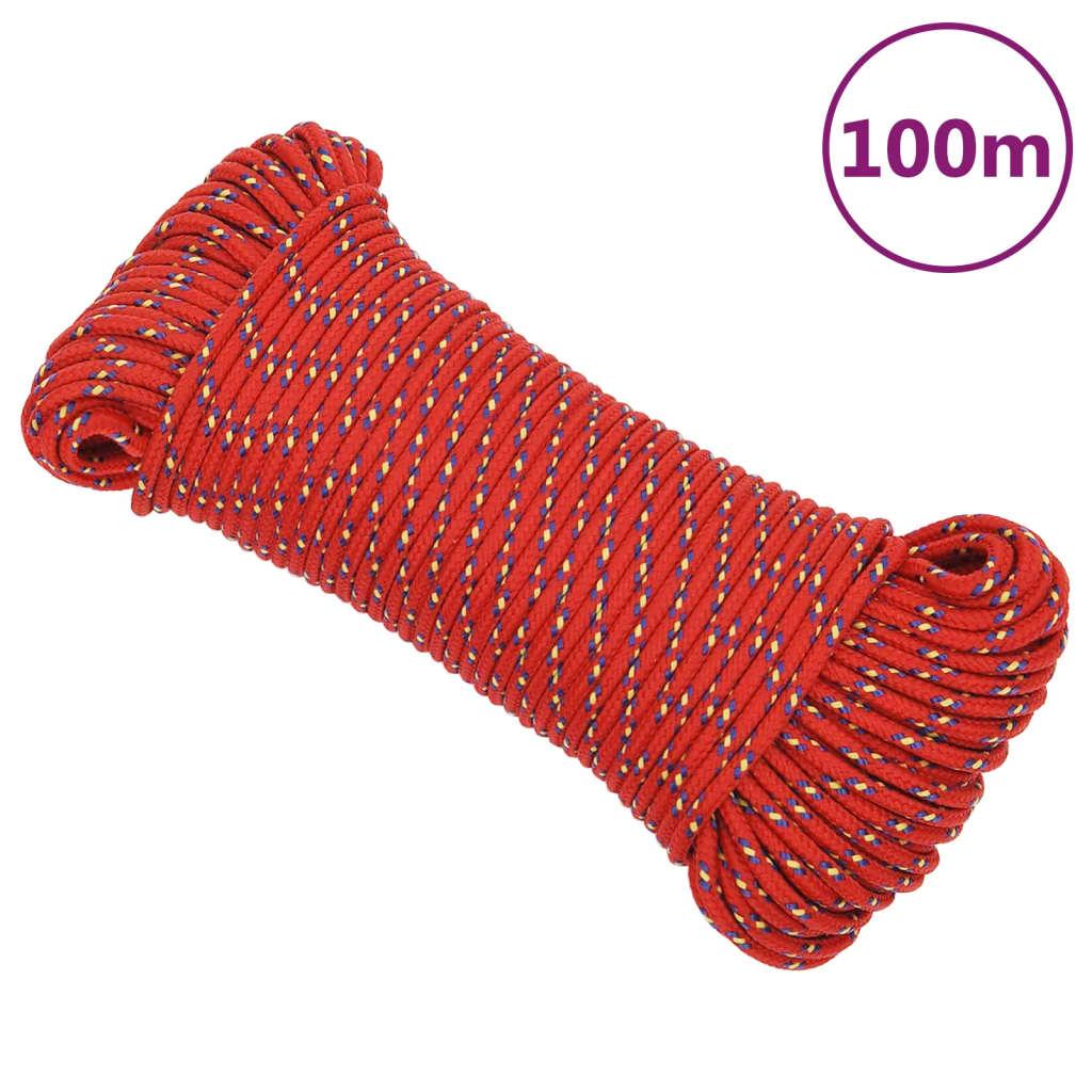 Vidaxl Linka Żeglarska, Czerwona, 5 Mm, 100 M, Polipropylen