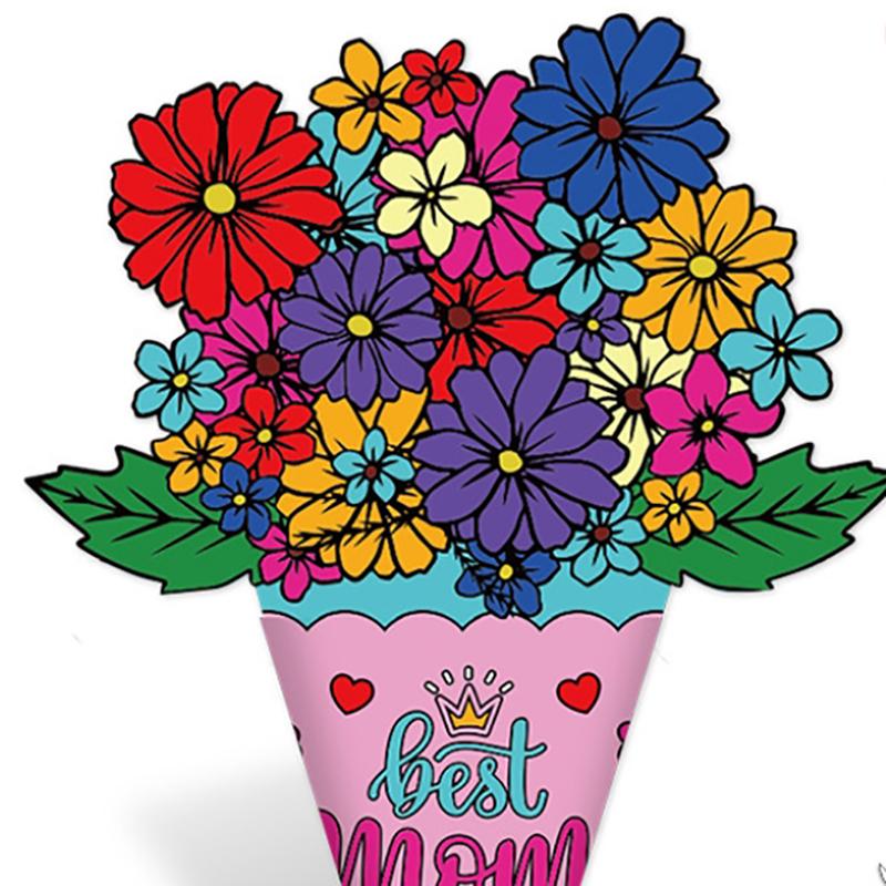

6Pcs Mother S Day Diy Decorative Bouquet Cards Handmade Creative Party Supplies Hand Drawn Bouquet Cards