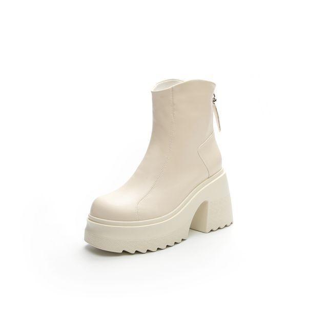 Cm Heightening Leather Women's Short Boots Martin Boots Thick Heel Thick Sole British Style Women's Versatile Casual Boots