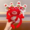 Red Cartoon Lion Headband - Chinese New Year Hair Accessory for Girls