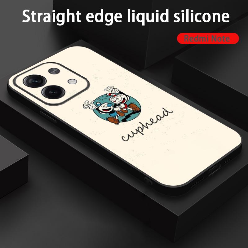 Cute cup-Head classic cartoon pattern Phone Case For Redmi Note 14 13 12 11 Pro Plus S 5G 14C A3 Soft Black Phone Cover