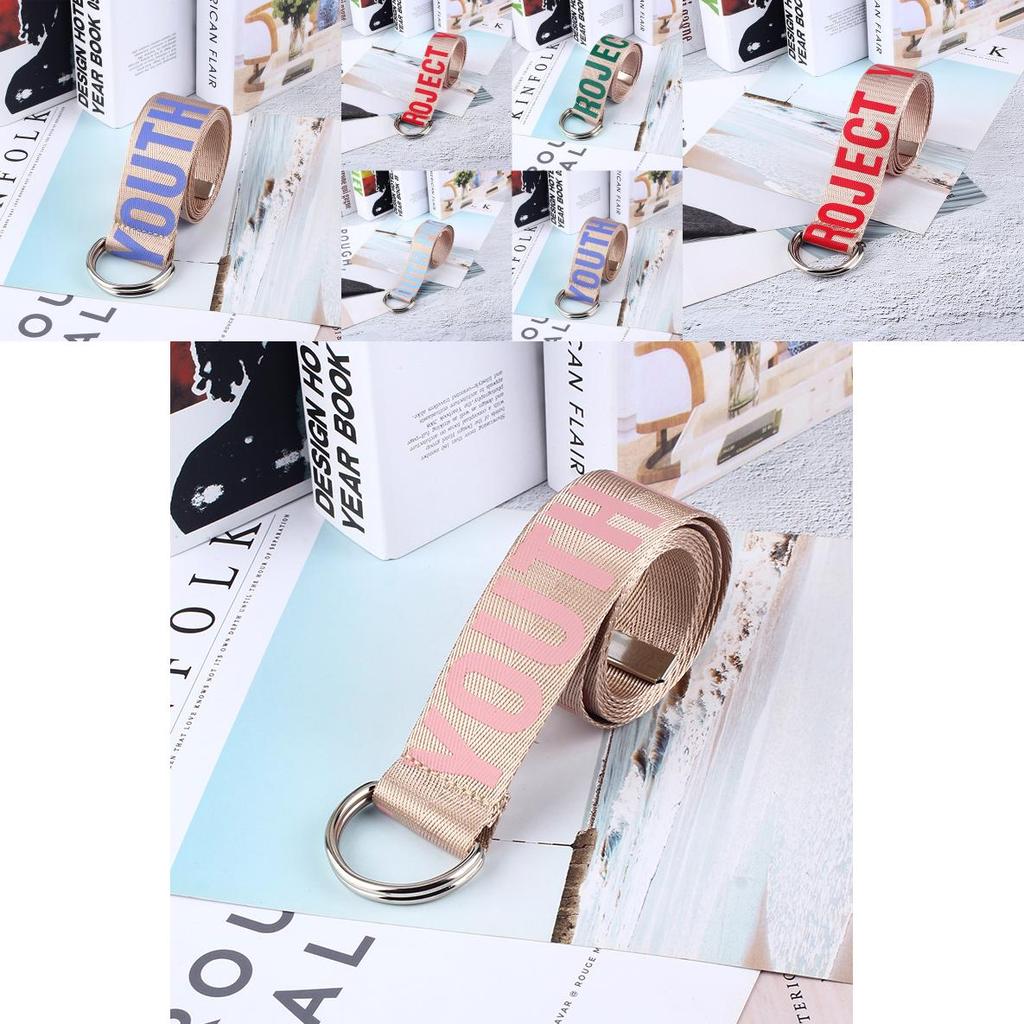 Trendy Ladies Woven Belt With Iron Buckle And English Letter Design For Daily Use