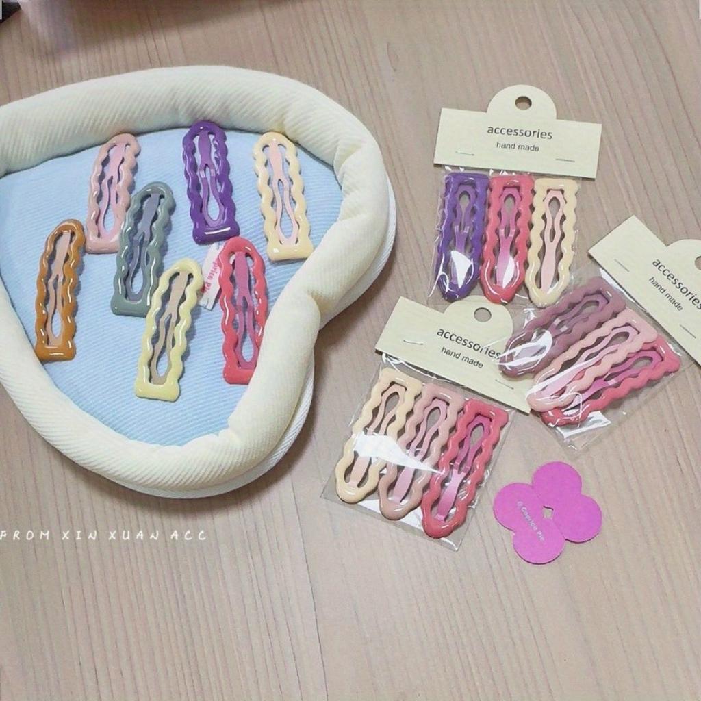 10pcs Fashion for Girls Morandi Color Arc Geometric Hair accessories for Girls Hair Clips Simple sweet Wave hair clips for women