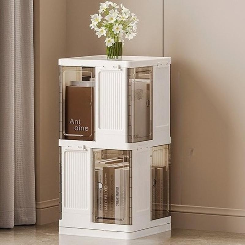 Transparent Book Shelf Rotating Bookshelf Bedroom Multifunctional Folding Storage Box Household Removable Bookcase Organizer