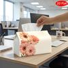 2D Flat, 1pc Tissue Box, Printed On Both Sides, Vintage Floral Tissue Box with Pink Flowers, Aged Paper, Multifunctional Durable Polyester Storage Org