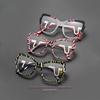 New Striped Color Blocking Anti Blue Light Glasses Butterfly Glasses Metal Frame Curved and Fashionable Eyes and Legs