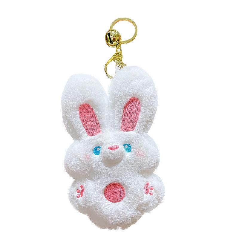 Cute Girl Plush Front Rabbit Wangwang Keychain Exquisite Rabbit Schoolbag Pendant Car Key Chain Gift