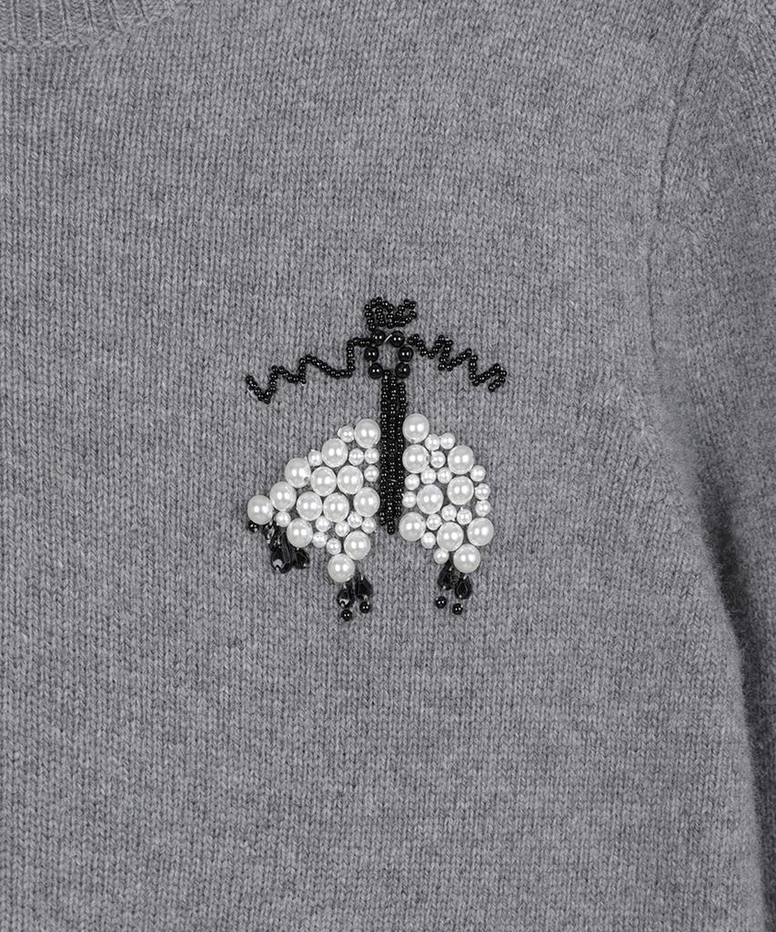 BROOKS BROTHERS Merino Wool Cashmere Beaded Logo Sweater (Charcoal) (Bbwrwm3684Vew)