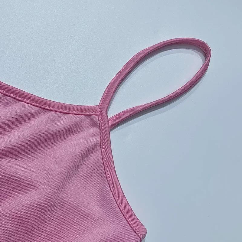 2023 Léto Dámský Evropský a Americký Styl Módní Set Crop Top na Ramínka a Boková Sukně