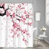 Rosa Kirschblüte Duschvorhang Pflaumenblüten Floral Japanisch Asiatisch Anime Weiß Aquarell Badezimmer Dekor Vorhänge