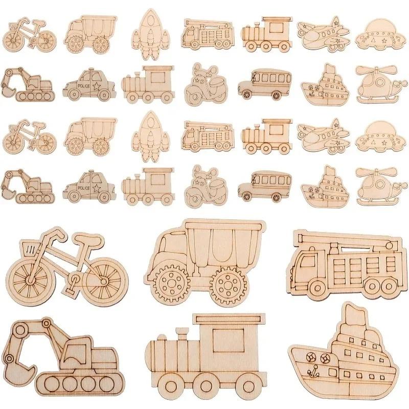 25PCS Unfinished Wood Truck Cutouts Crafts Truck Party Game Favors Vehicles DIY Tags for Home Party Decoration Craft