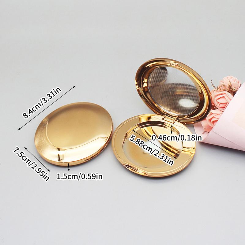 DIY Oval Gold Eyeshadow Powder Compact Makeup Highlighs Package Blusher Container Lipstick Case Concealer Package Mirror