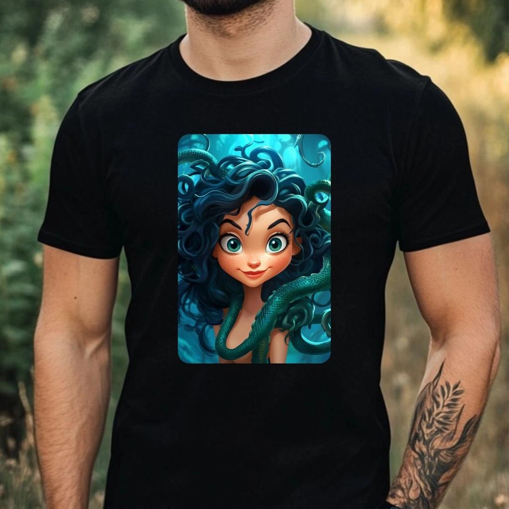 T-Shirt Herren Medusa Cartoon Motiv Baumwolle Größe XS bis 5XL