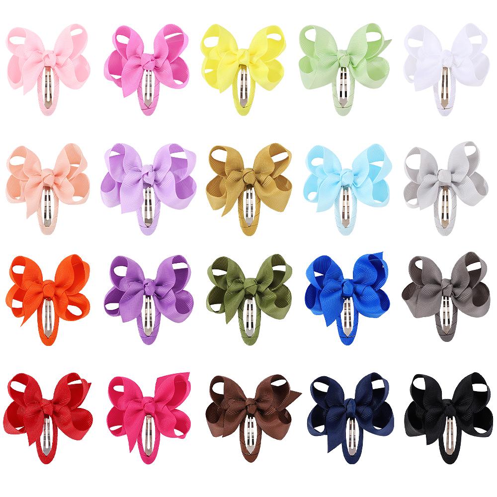 2Pcs/set 2.75 Inch Solid Bow Safety Hair Clips for Baby Girls Grosgrain Ribbon Hairpins Kids Hair Accessories Headwear