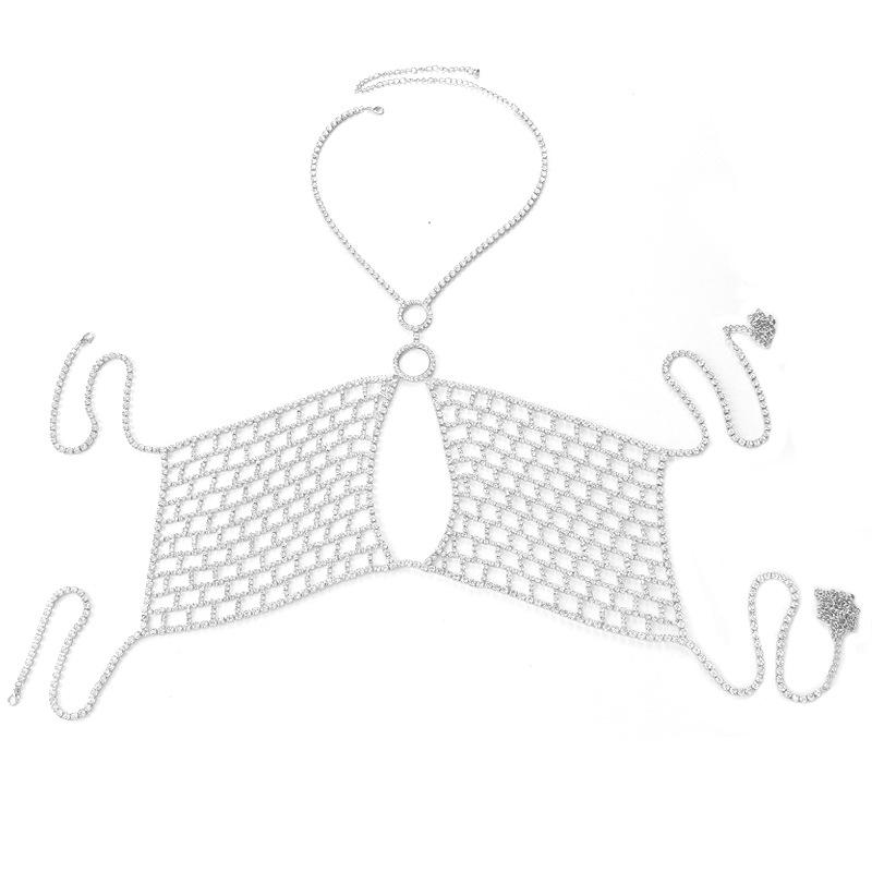 

Европейское и американское клубное бикини с цепочкой для тела из стразов