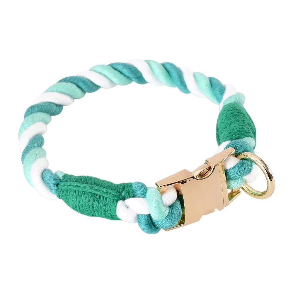 

Классический удобный хлопковый ошейник для собак, регулируемые плетеные хлопковые многоцветные веревочные ошейники с прочной металлической пряжкой для средних и маленьких собак for neck 41-44cm